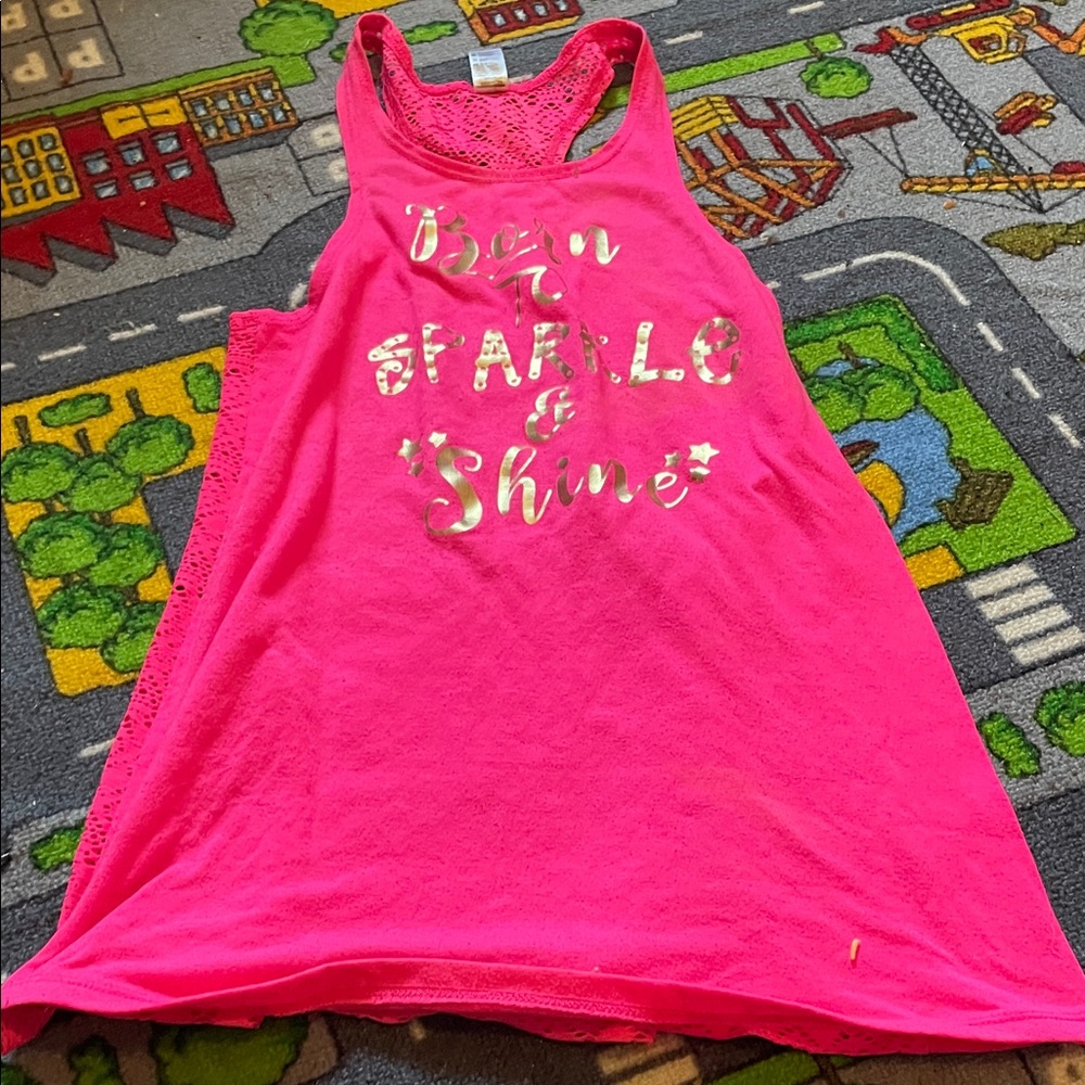 George Hot Pink Racerback Tank with Gold Foil 'Sparkle & Shine'